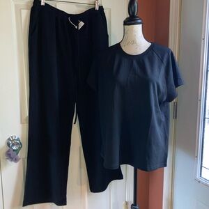NWT Loungewear Short Sleeve Top Bottoms Set Black XLarge by Superiority